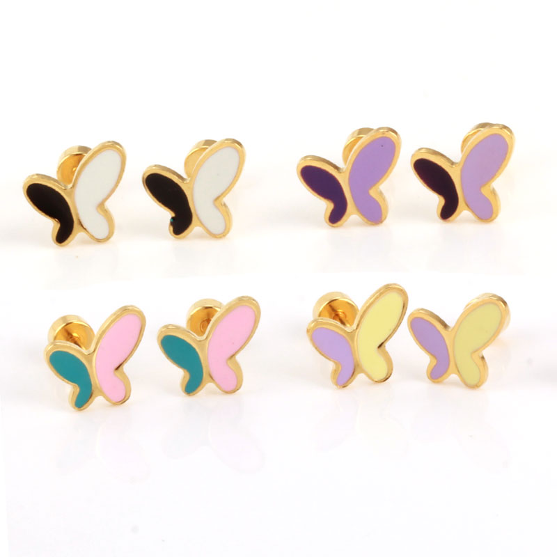 

OUFEI Butterfly Earrings For Women Stainless Steel Earrings Set Fashion Jewellery Accessories Stud 2020 Free Shipping