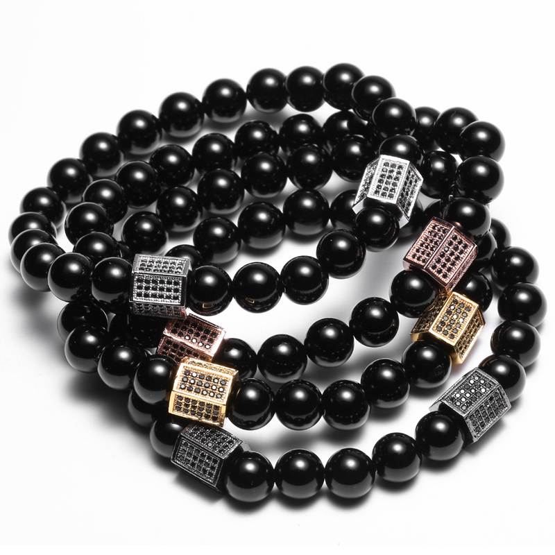 

Bangles Natural Stone Beads Bracelet for Women Men Charm Bangle Rectangle Cubic CZ Zirconia Bracelets Pulseras Jewelry