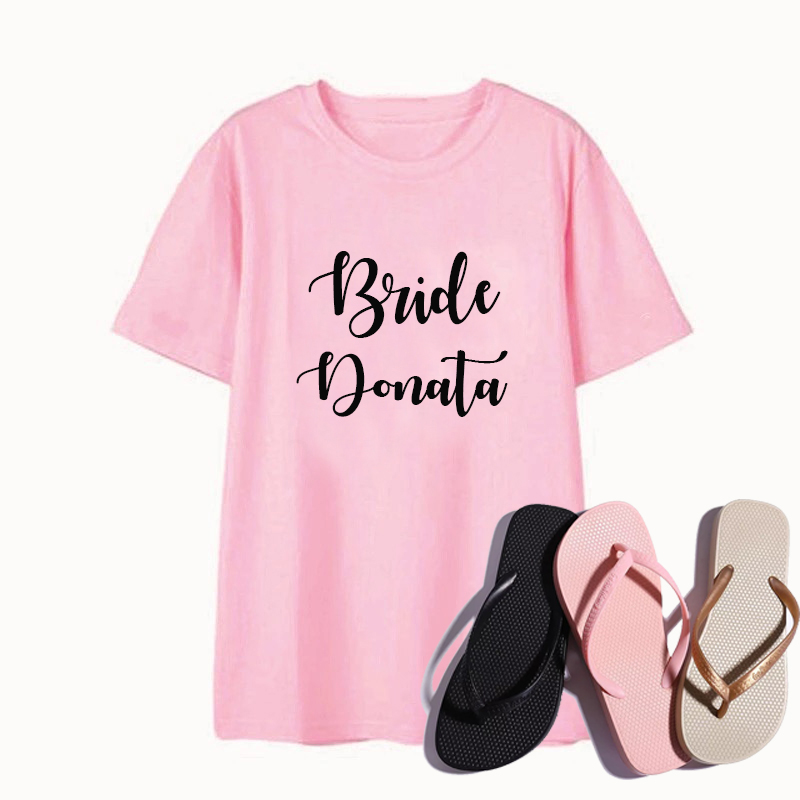 

5set Personalized Cotton T Shirt Flip flop set Wedding proposal Hen night bachelorette party Team bride custom bridesmaid gifts