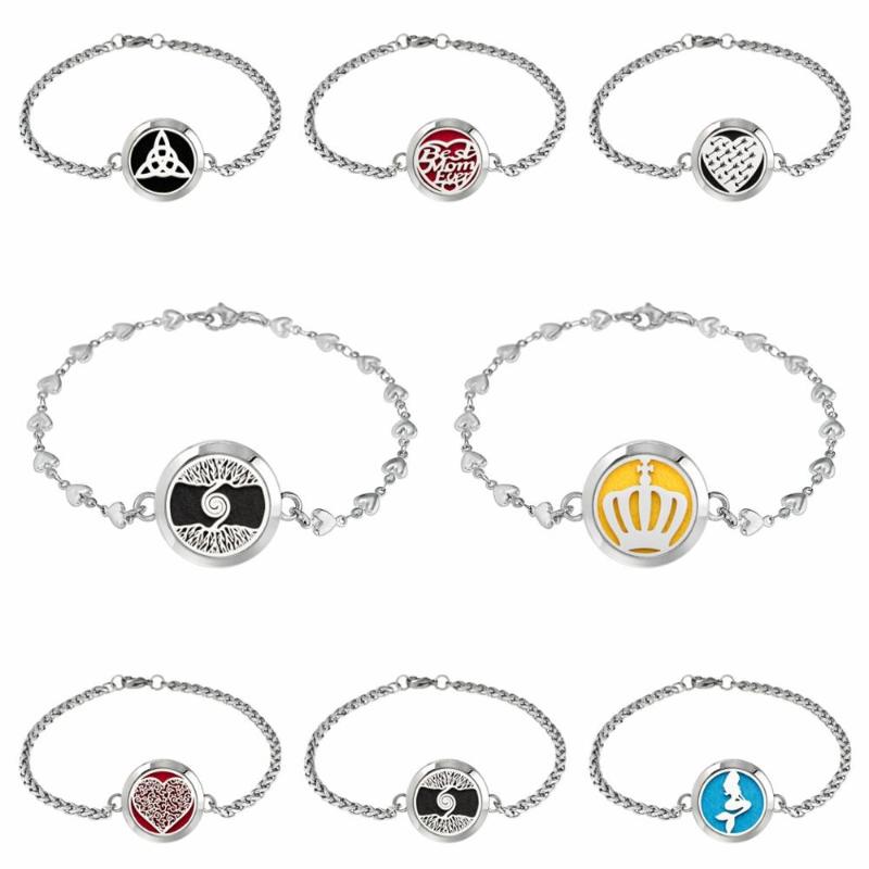 

tree root crown 25mm diffuser bracelet 316L stainless steel women bangle bracelet essential oil aroma locket 10pcs pads