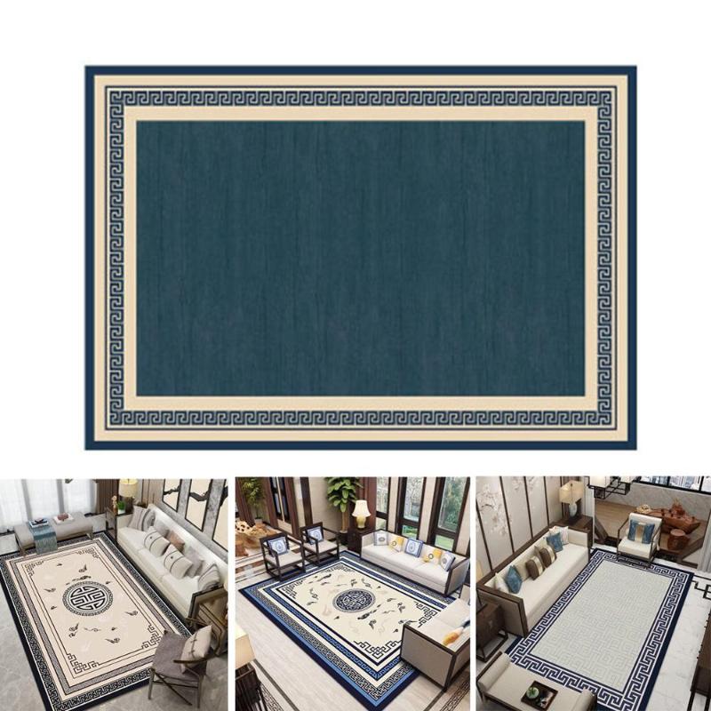 

Carpets Chinois Plant Pattern Non Slip Living Room Rugs Table Floor Carpet Mat, 80cmx120cm, Dark blue beige