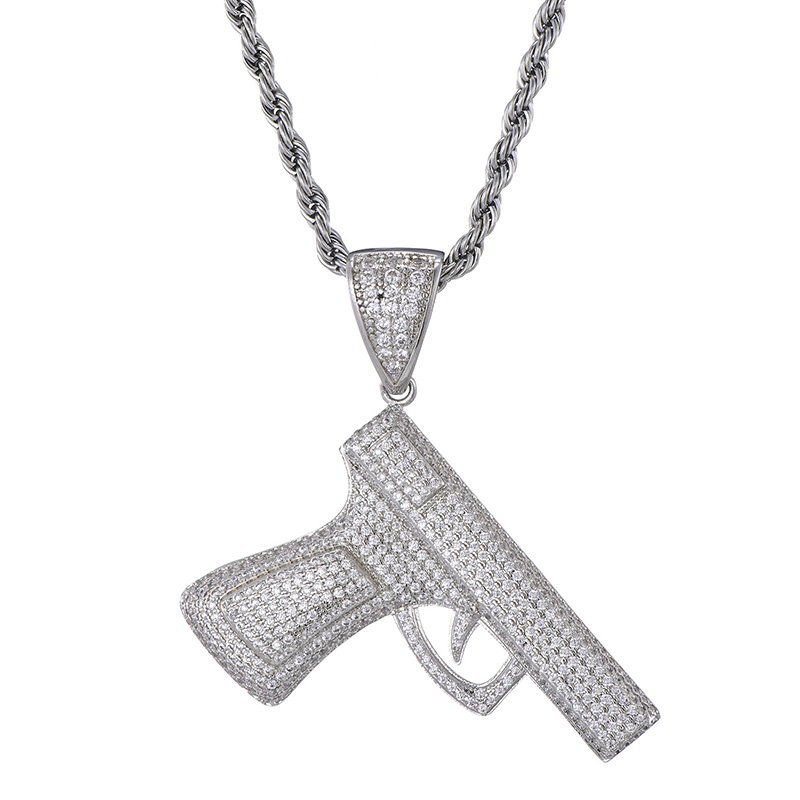 

Hip Hop Micro Paved Cubic Zirconia Bling Out CS GO Gun Pendants Necklace for Men Rapper Jewelry Drop Shipping