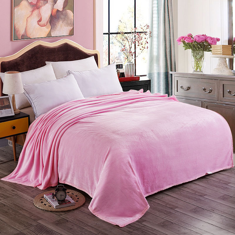 

New 2020 Pure Thickened Edge-wrapped Coral Fur Blanket Plain Flannel Yoga Cover blankets for beds Christmas gift