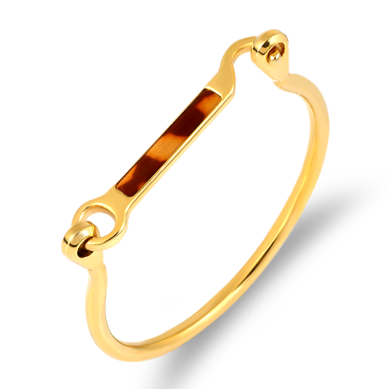 

D Shape Enamel Bangles & Bracelet for Women Classic Jewelry Stainless Steel Bracelet Gold Silver Color Bijoux Couple Gift