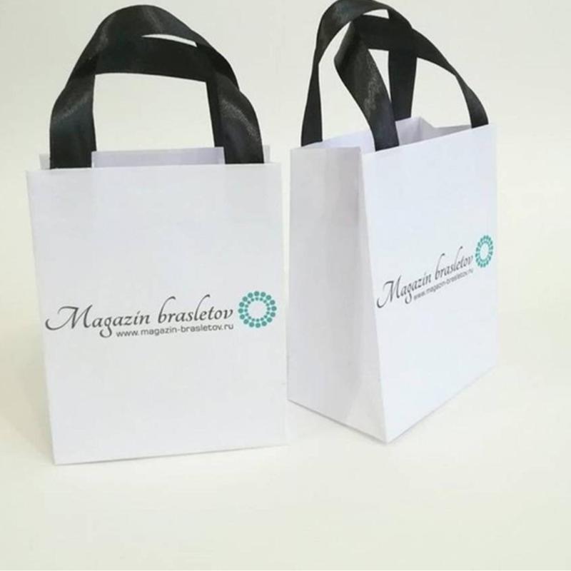 

Personalized Jewelry Logo paper bags with satin ribbon Custom small Paper Bag for business, presentation, event, party