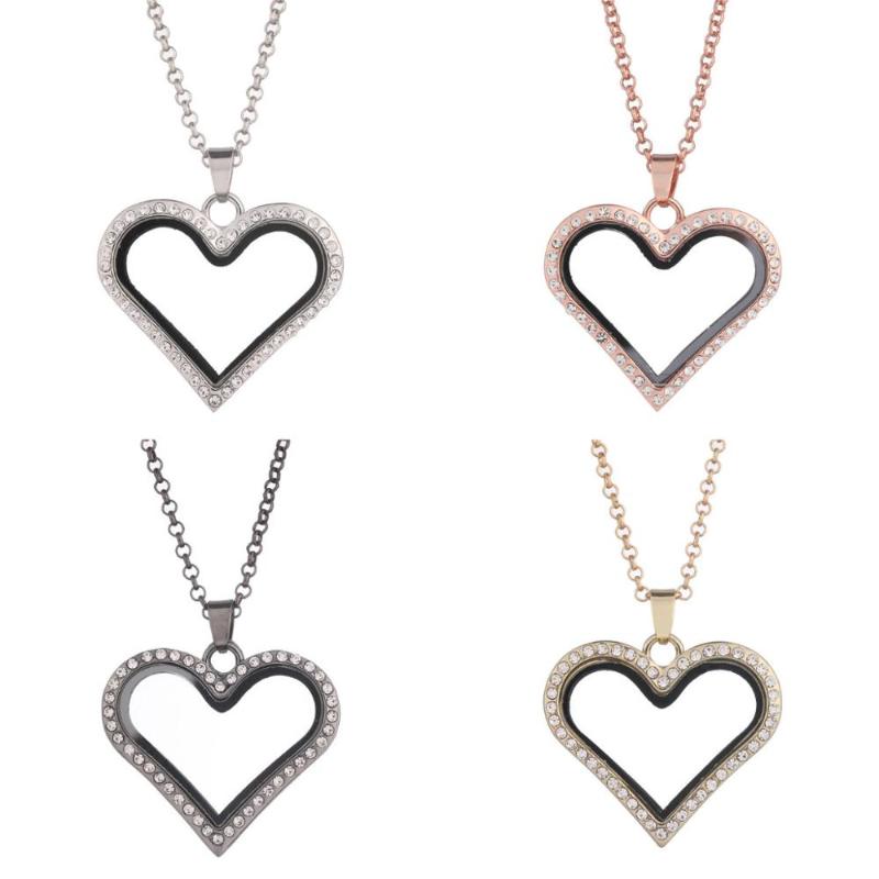 

Metal Heart Shaped Locket Photo Floating Open Chain Necklaces Finding Handcraft Memorial Locket Women Gift Jewelry Supplies