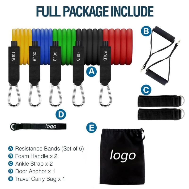 

11Pcs Resistance Exercise Bands Set Yoga Pilates Fitness Pull Rope Latex Strength Gym Equipment Abs Fitness Tube Workout Bands