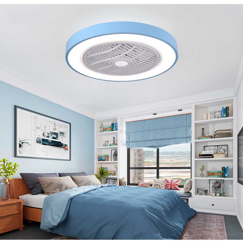 

Modern Minimalism LED Bedroom Ceiling Light Fan with Remote Control Macaron Ultra-thin Novelty Living Room Creative Fan Lamp