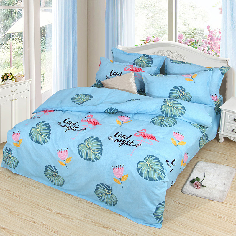 

Green Leaves Students Kids Bed Linen Set Sheets Duvet Cover Quilt Cover Pillowcase 4pcs/set Children Bedclothes Bedding Set, No-11