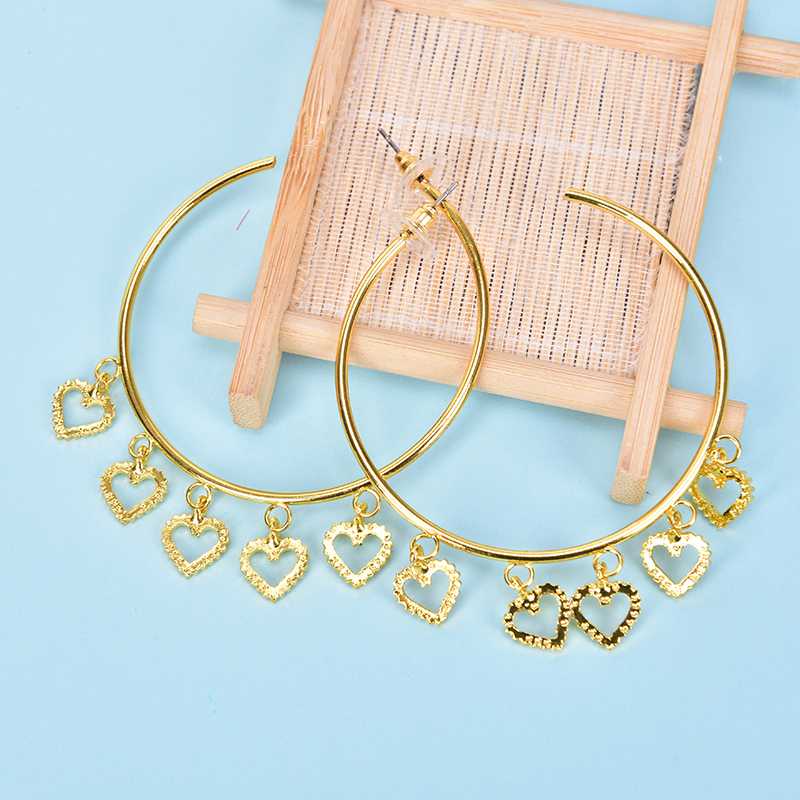 

1 Pair Metal Large Hoop Punk Women Earrings Tassel Big Circle Love Heart Statement Stud Earrings Jewelry Woman's Accesories