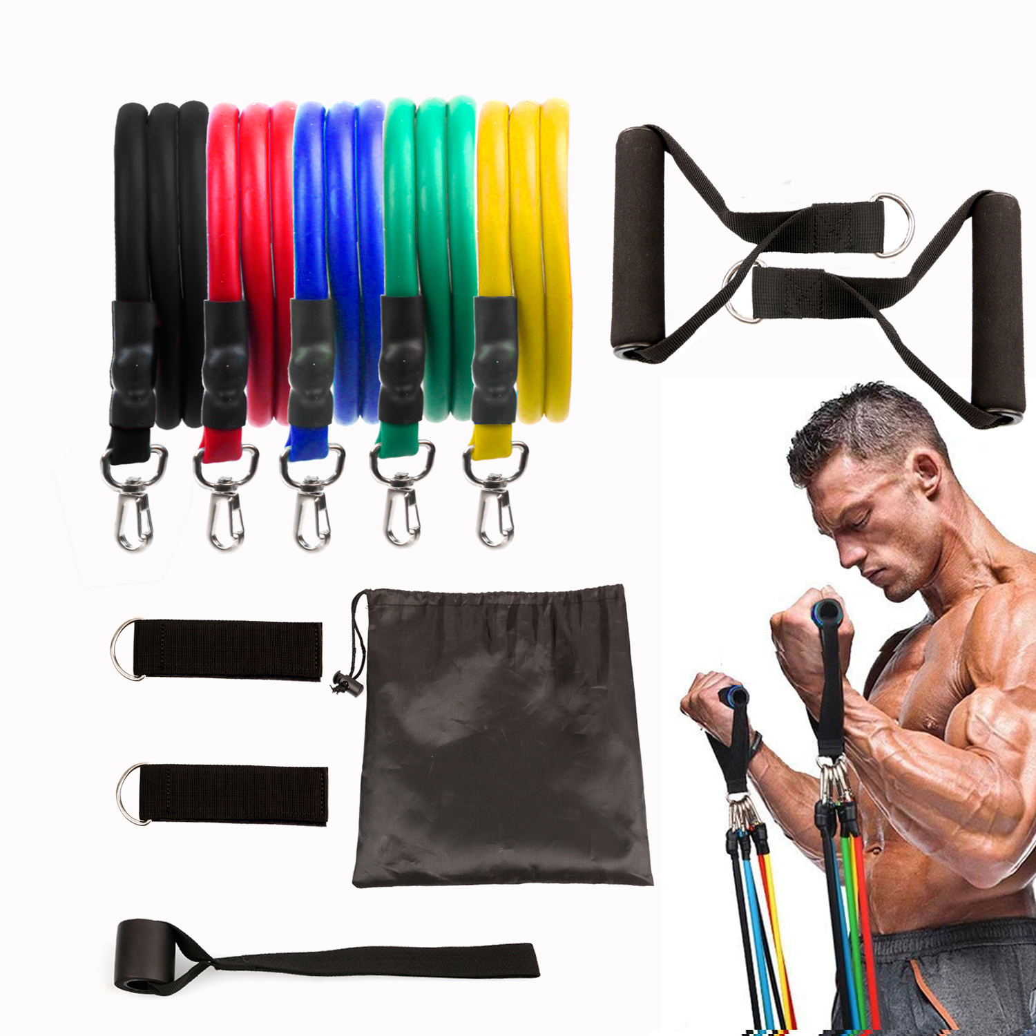 

New 11pcs/set Pull Rope Fitness Exercises Resistance Bands Latex Tubes Pedal Excerciser Body Training Workout Elastic Yoga Band