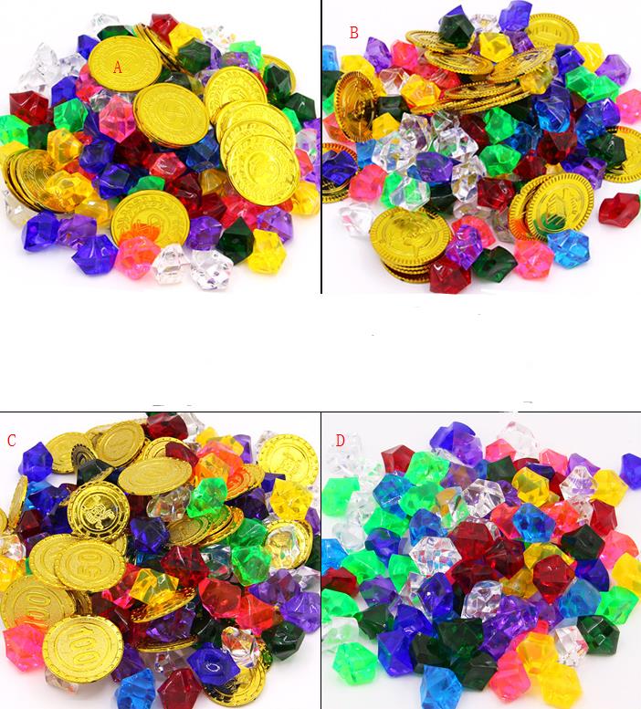 

Pirate Toys Gold Coins and Pirate Gems Treasure for Party Plastic Coins Gems Acrylic Faux Diamond gift