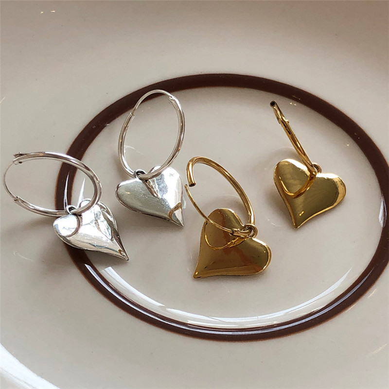 

RUIYI Real 925 Sterling Silver Heart Hoop Earrings Elegant Nordic Korean Style Minimalist Earrings For Women Charm Jewelry Gift