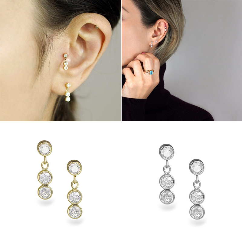 

Luxury 925 Sterling Silver Punk Mujer Pendientes Stud Earrings For Lovers' Couples Anniversary Wedding Party Long Earring