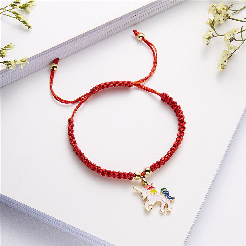 

2020 New Fashion Make A Wish Paper Card White Foal Pendant Red Rope Braid Adjustable Bracelet Lovers Sister Gift Preferred
