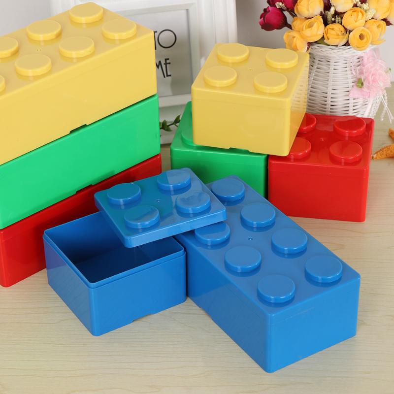 

LINSBAYWU Creative Storage Box Building Block Shaped Plastic Saving Space Box Super Imposed Desktop Handy Office House Keeping, S green