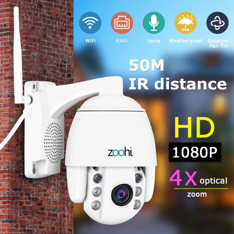 

Zoohi Wireless Camera Outdoor PTZ IP Camera Two Way Audio 1080p Rotatable Dome Survellance Security Cameras CCTV WIFI 2MP IR
