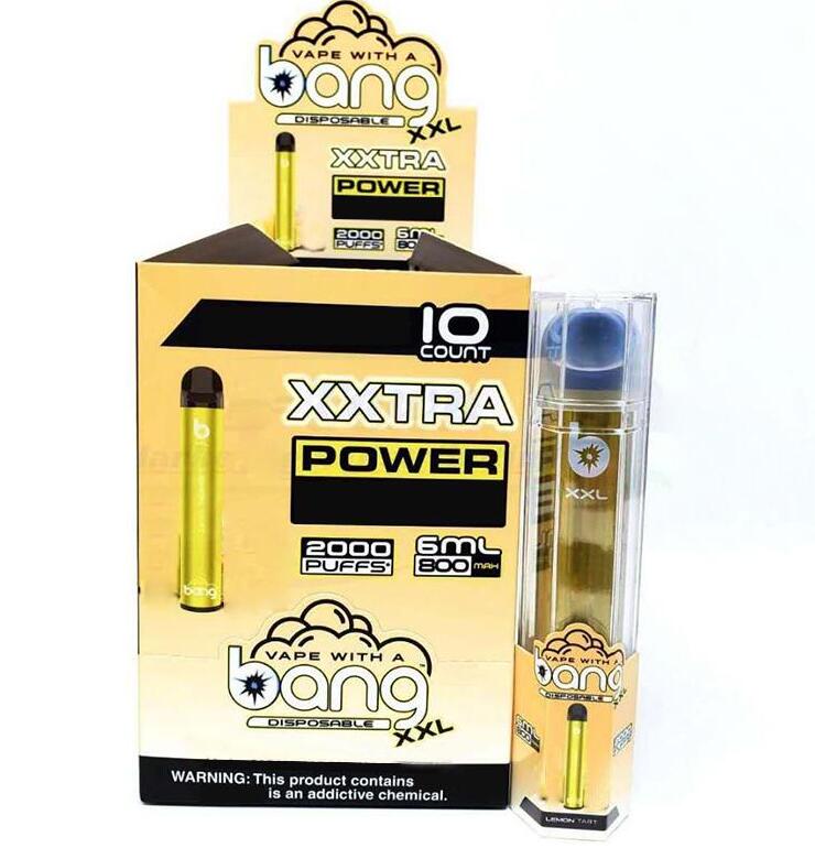 

New vape Bang XXL disposable vape pen equipment 800MAH battery 6ml battery box air steam 2000 pieces bang xxtra vs puff Xtrapuff Xtra