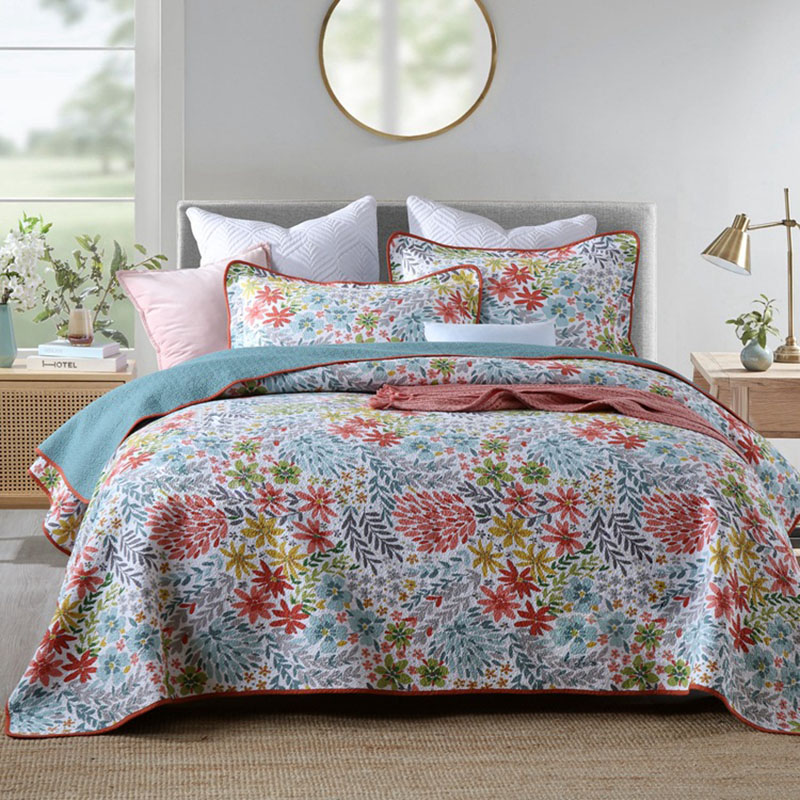 

CHAUSUB Cotton Bedspreads Floral Quilt Set 3pcs Quilts Bed Cover Pillowcase  Queen Size Coverlet Quilted Blanket On Bed, As picture