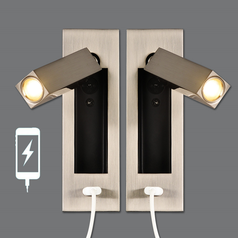 

Topoch USB LED Sconces Lamp Bedroom Headboard Reading Light Loft Hotel Home Bedside Wall Lights Aluminium Head Adjustable