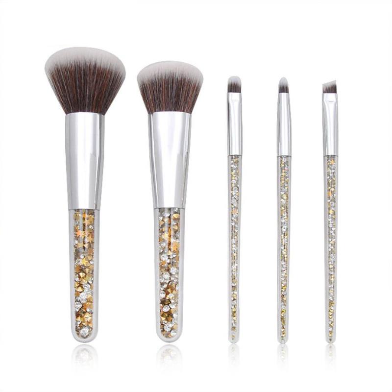 

Beauty Golden Crystal Makeup Brushes Tool Set Eyeshadow Blending Glitter Brushes Round Powder Angled Eyebrow Makeup Brush