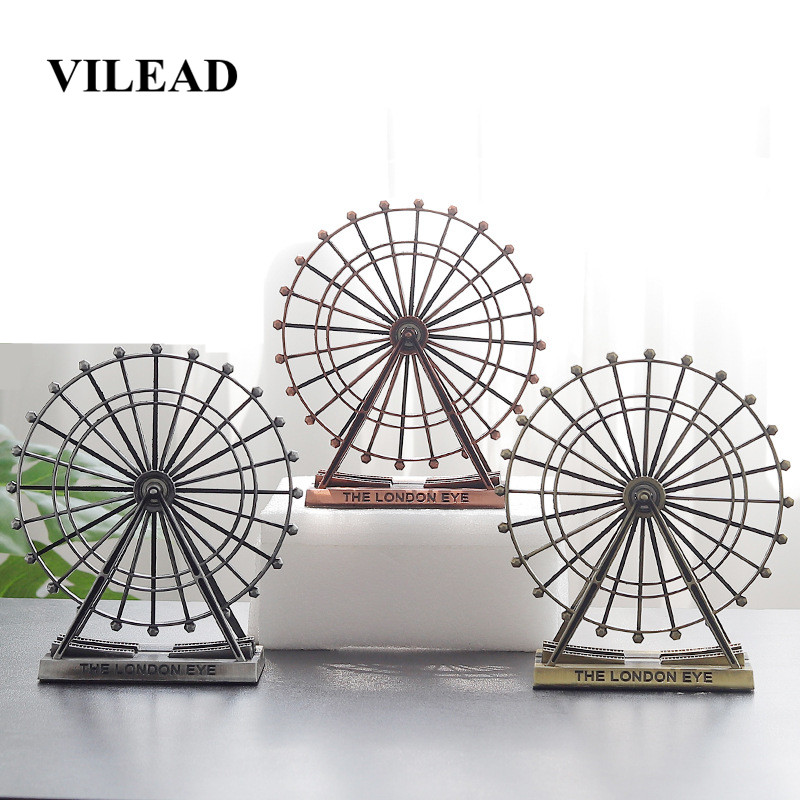 

VILEAD 15cm Iron Rotating Ferris Wheel Figurines Nordic Creative London Eye Craft Living Room Decoration Ornaments For Home Gift