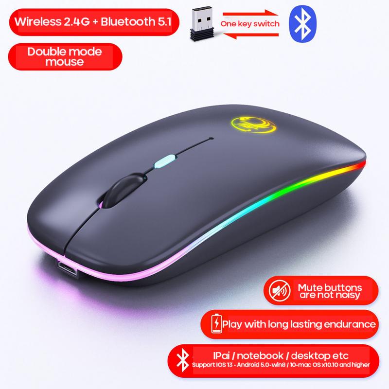 

2.4Ghz Wireless Bluetooth Mouse RGB Rechargeable For Laptop Computer Notebook Desktop Ergonomic Optical Mice Computer Peripheral