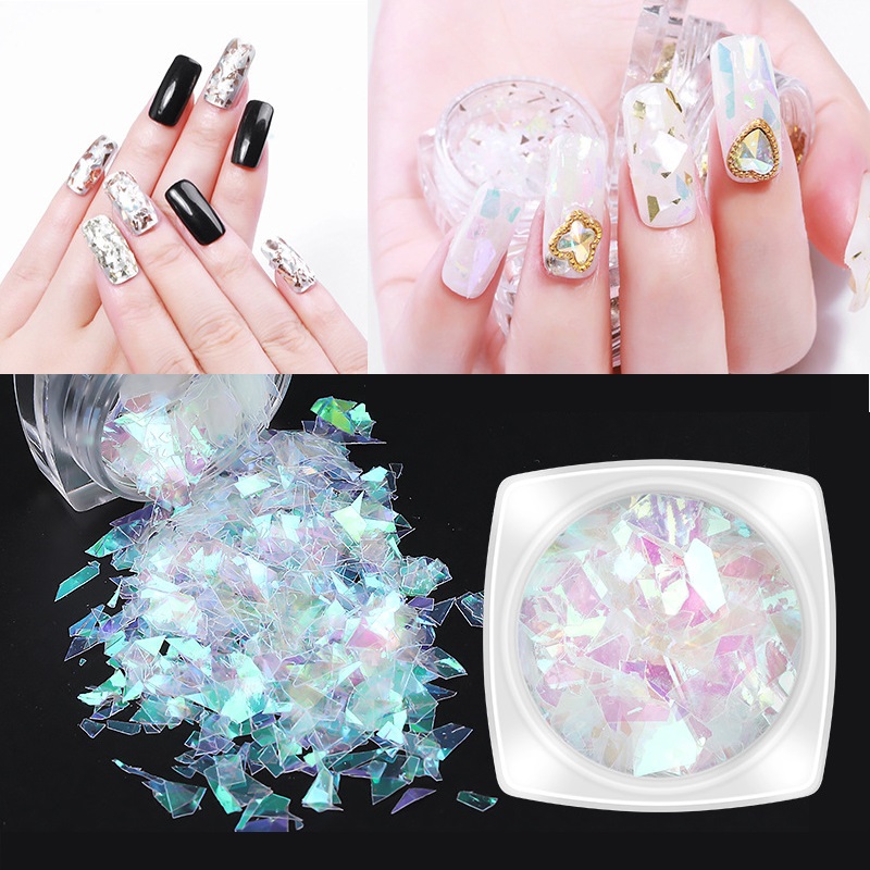 

6 Pots Holographic Nail Glitter AB Shell Flakes Mermaid Mirror Irregular Paillette DIY Foil Pieces Sequins Nail Art Decoration