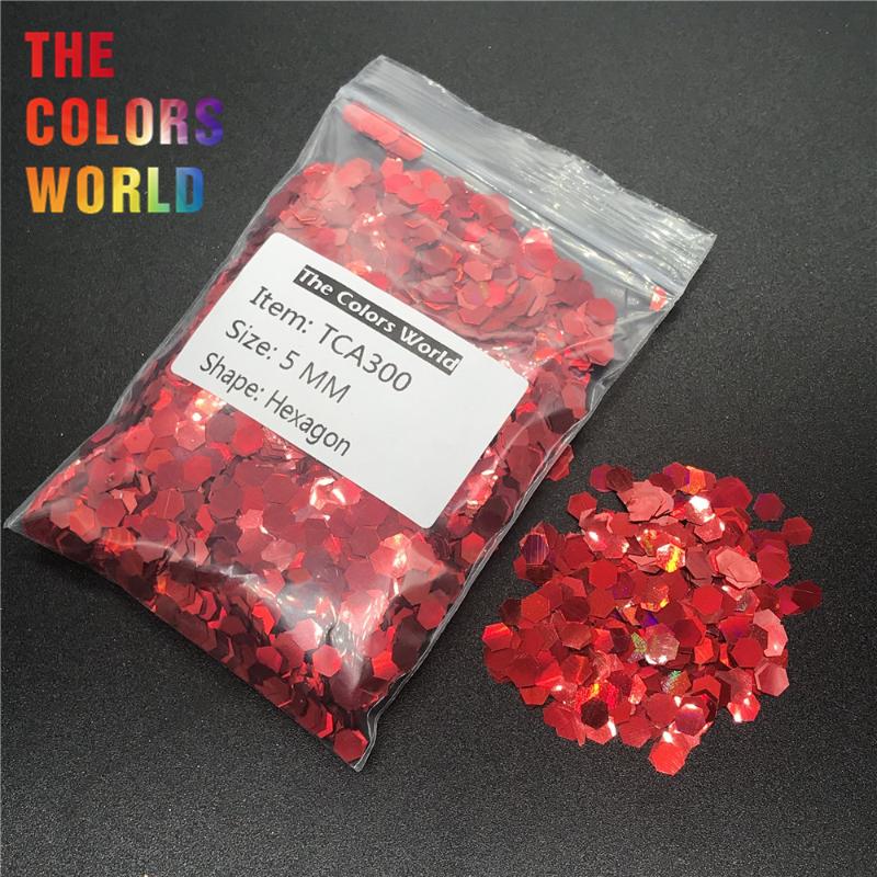 

TCA300 Holographic Laser Red Color Hexagon Shape Nail Glitter For Nail Decoration Polish Makeup Facepainting DIY Accessorie