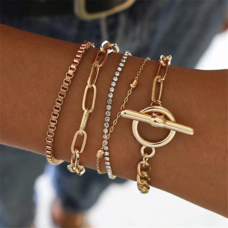 

Charm Bracelets Crystal Beads Link Chain For Women Metal Bracelet Gift Jewelry