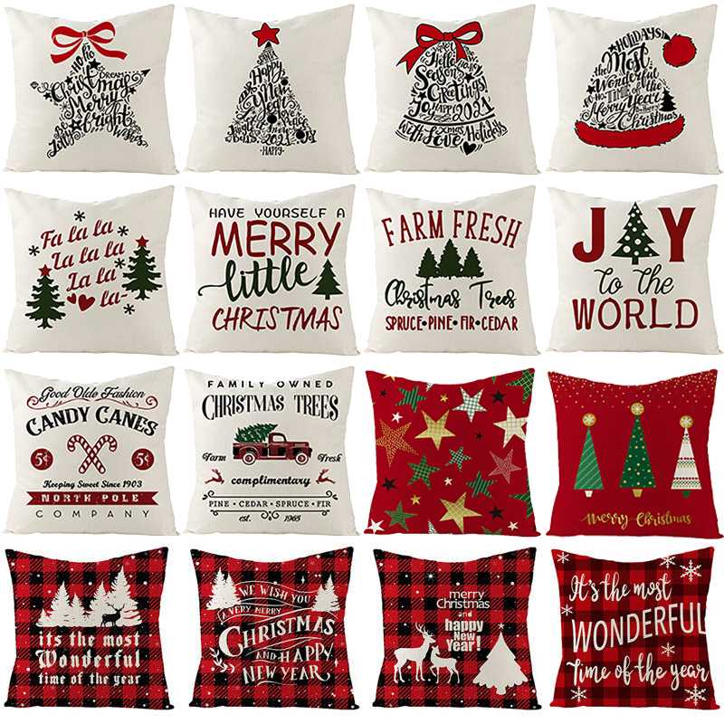 

Christmas cushion cover 45*45 Pillowcase sofa cushions Pillow cases Cotton Linen pillow covers Home Decor Xmas Decor for home, Style 25