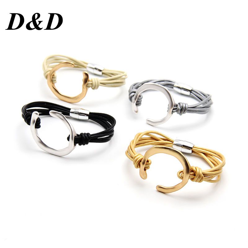 

D&D New Design Multi-layers Handmade Braided Genuine Leather Bracelet & Bangle For Women Fashion Bangles Gifts