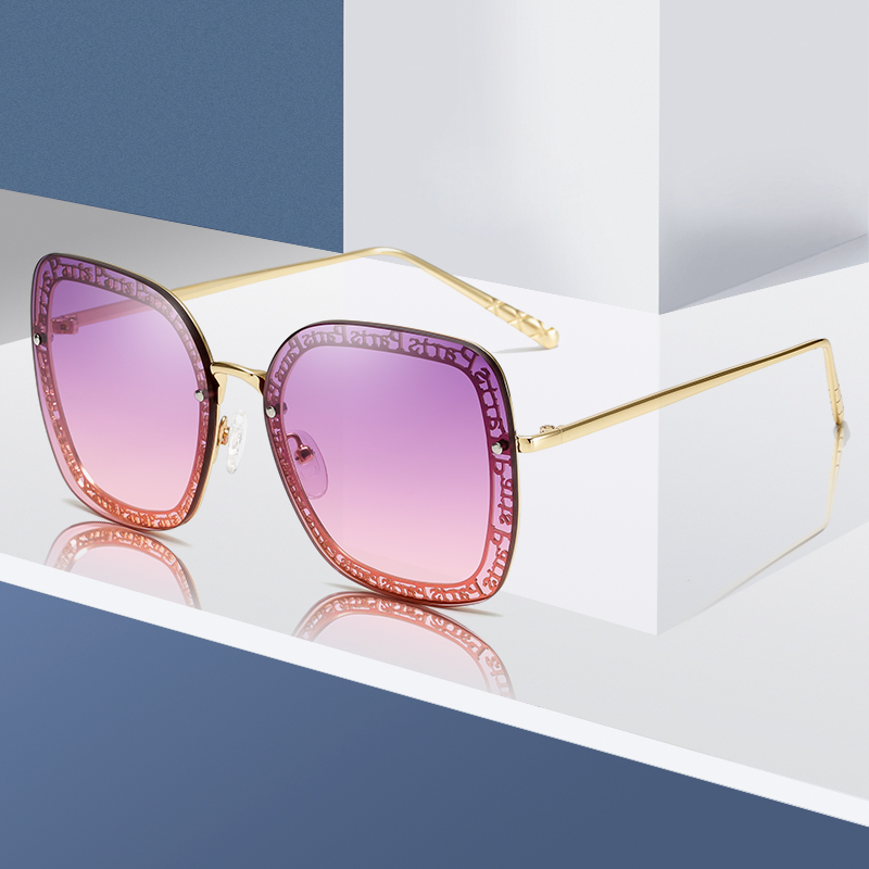 

Brand Design New Fashion Sunglasses Women Metal Rimless Oversized Sun glasses Lady Luxury Sunglass UV400 Shades