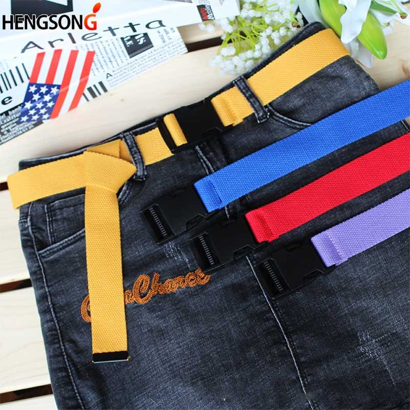 

Adults Adjustable All-Match Belt Unisex Korean Style Canvas Belts Harajuku Buckle Solid Color Long Belts 116cm, Red