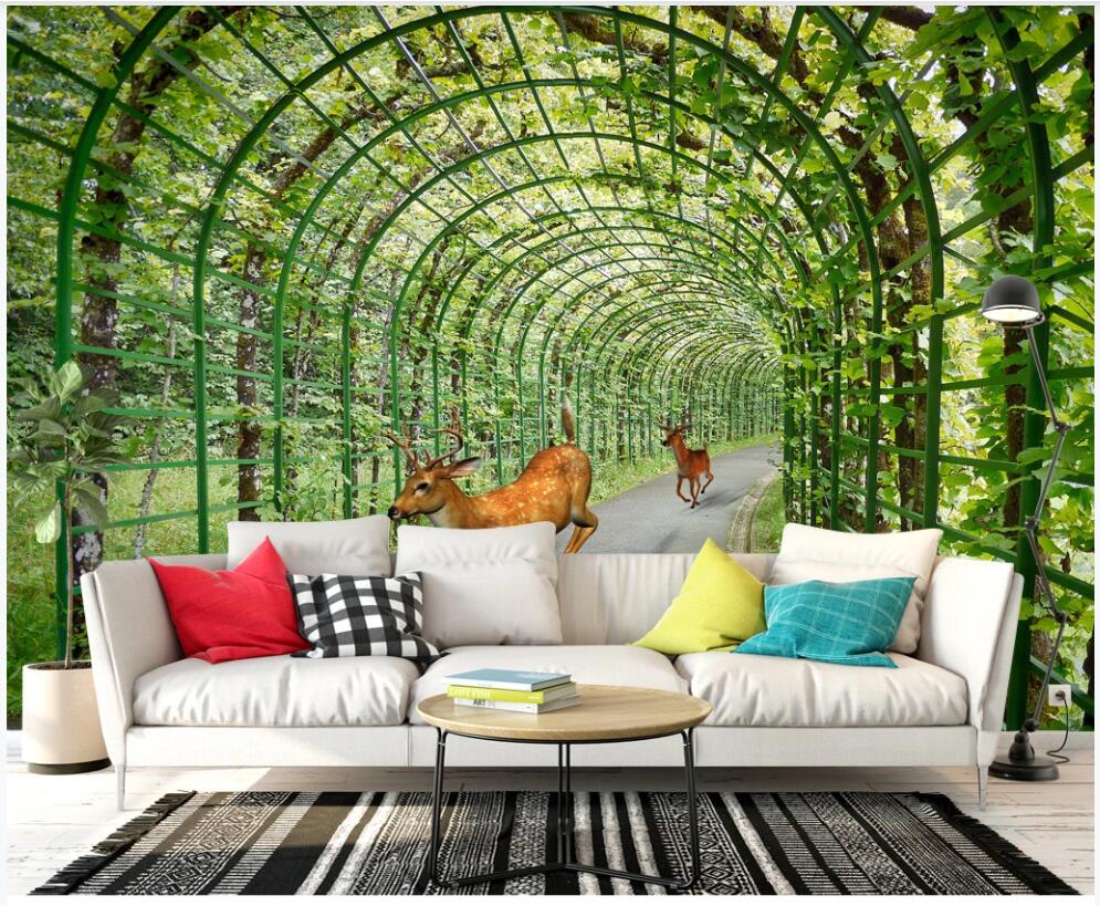 

custom photo mural 3d wallpaper Flower vine tree lined path fawn living room home decor 3d wall muals wall paper for walls 3 d, Non-woven