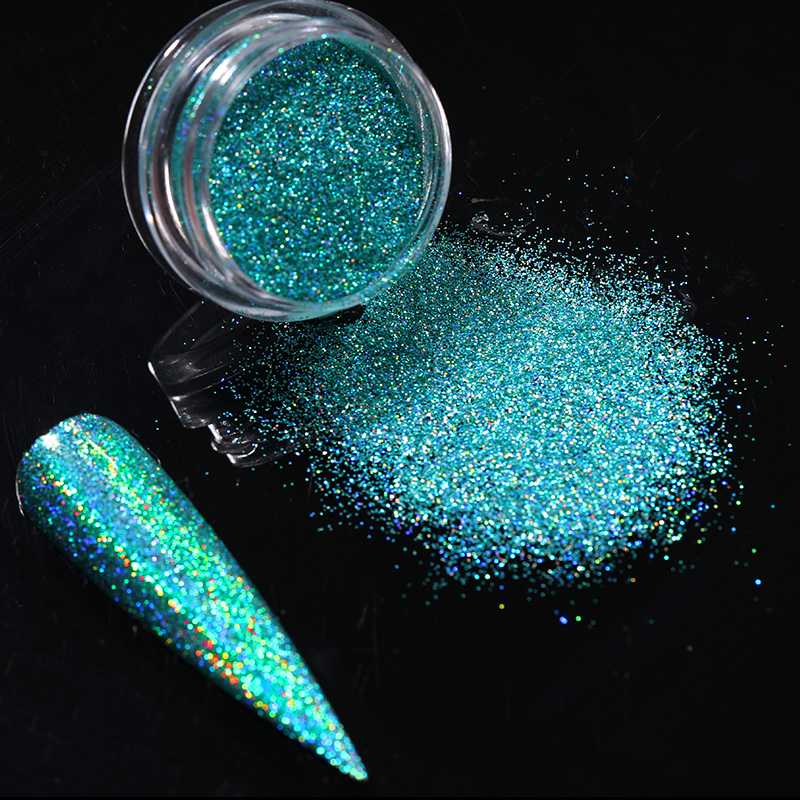 

Holographics Nail Art Glitter Blue Silver Powder for Nails Polish Chrome Dust Pigment Sparkly Shinning Nail Powder Decoration