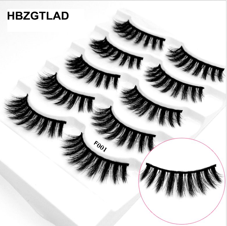 

NEW 5 pairs /box 100% Real Mink Eyelashes 3D Natural False Eyelashes 3d Mink Lashes Soft Eyelash Extension Makeup Kit Cilios 001