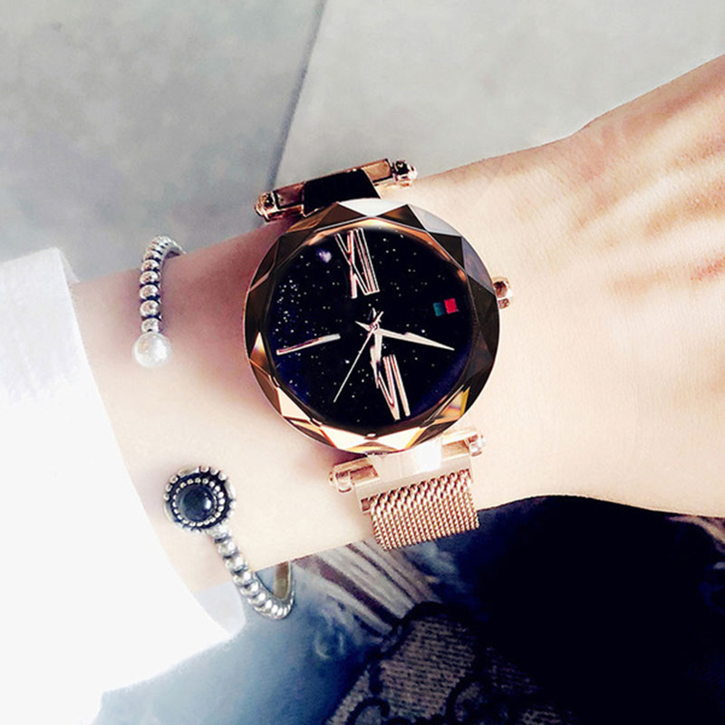

Wristwatches Women Watches Romantic Starry Design Magnet Buckle Ladies Dress Watch Stainless Steel Quartz Wristwatch, Ycs00045f