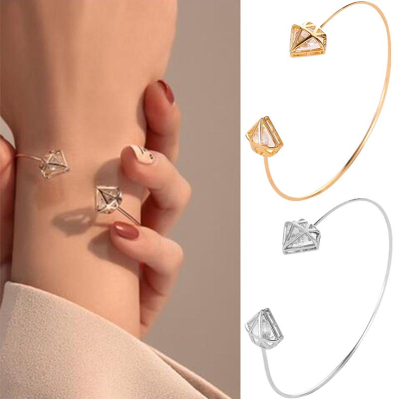

2020 Hot New Fashion Adjustable Crystal Double Heart Bow Bracelet Cuff Opening Bracelets for Women Jewelry Gift Women Bangles