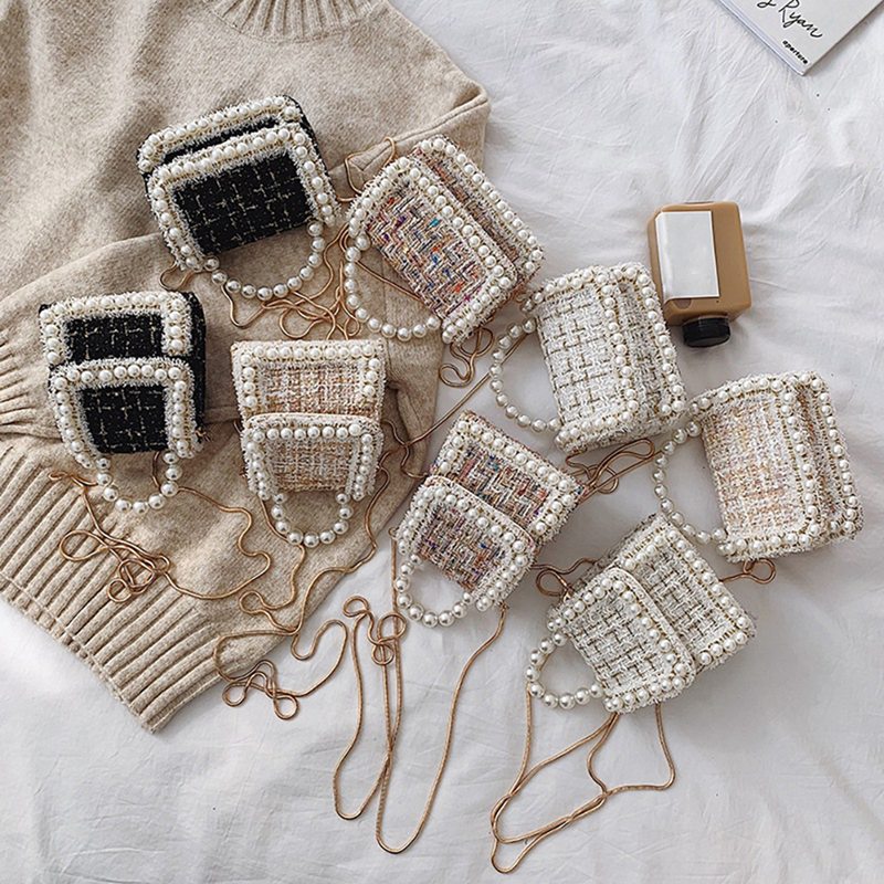 

2020 New Korean Version Of The Fairy Chain Bag Shoulder Diagonal Pearl Small Square Bag Tide, Small Fragra Multi-Color