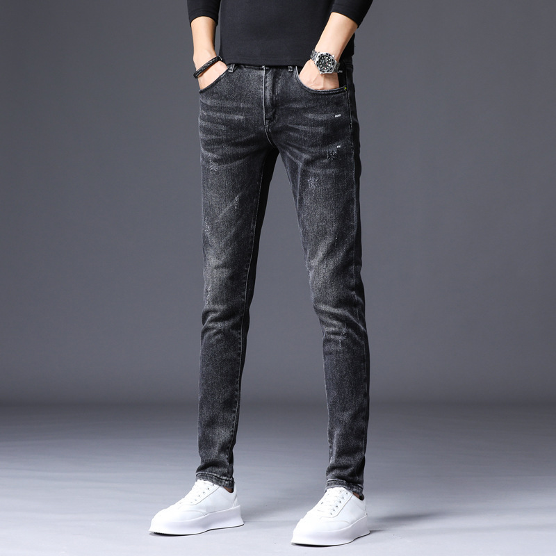 

2020 new jeans men's casual long pants men's trend personality all-match black jeans