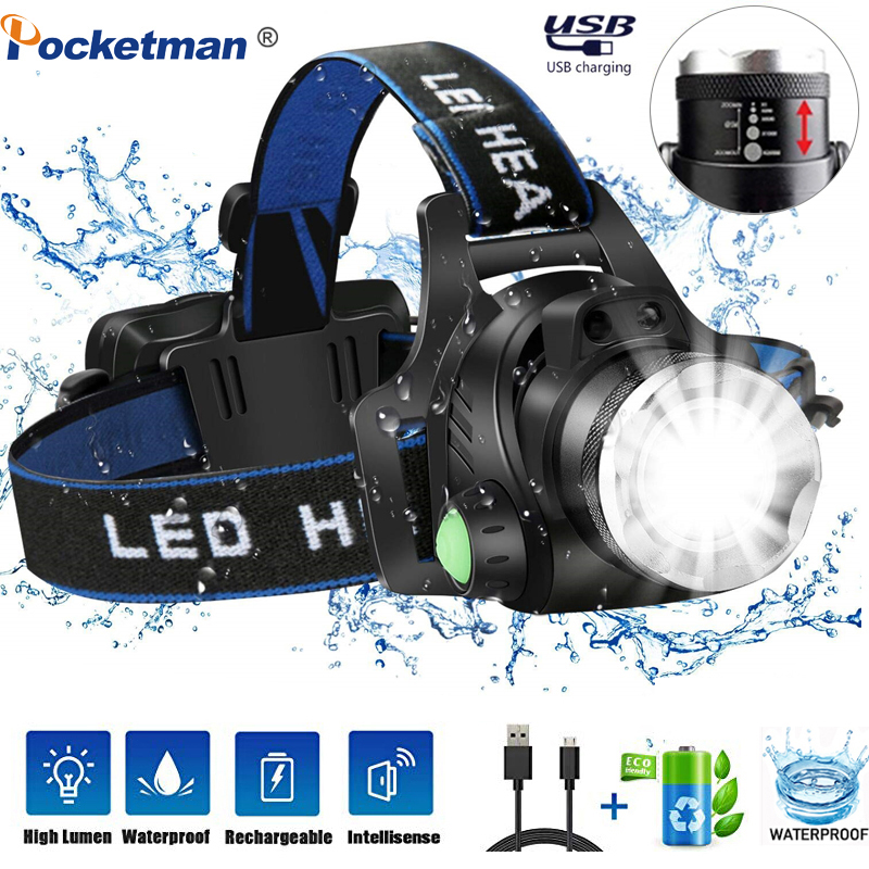 

Headlamps 8000lumens Led Headlamp L2/T6 Zoomable Headlight Head Torch Head lamp by 18650 battery for Fishing Hunting