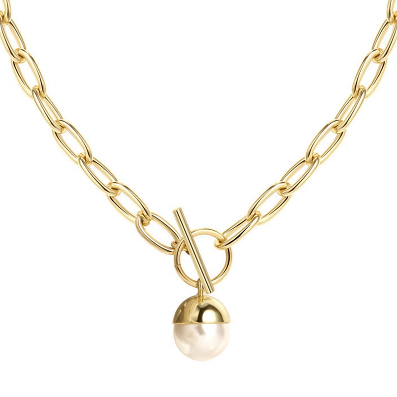 

Charm Imitation Pearl Pendant Necklace for Women Trendy Gold Chain Clavicle Chain Necklace Statement Jewelry