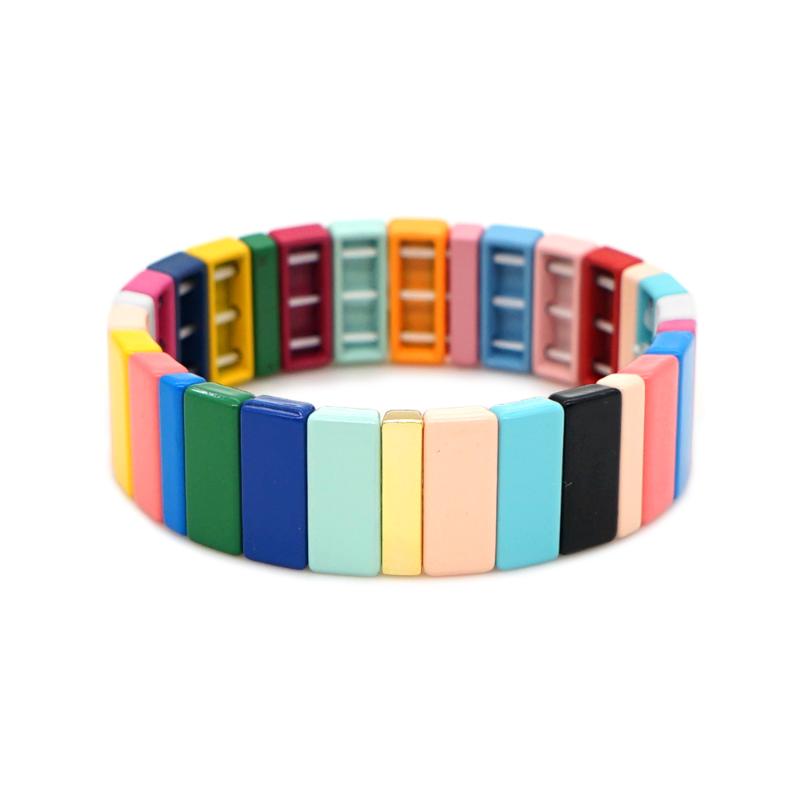 

Shinus Trendy Mix Color Armband Bracelet Enamel Tile Beads Bracelets Bijoux Stretch String Pulseras Mujer Women Jewelry Gifts
