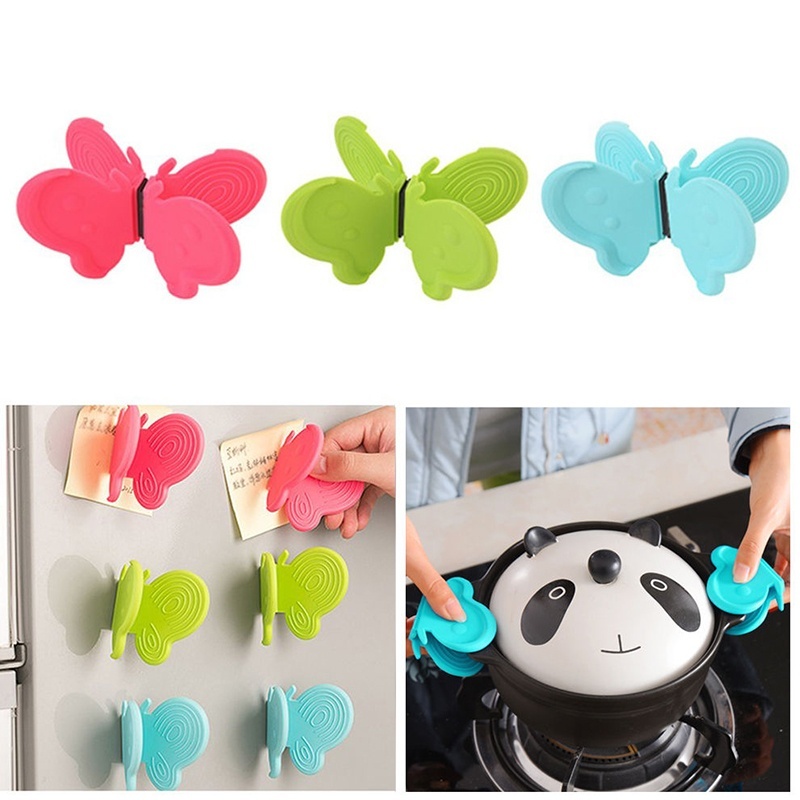 

Butterfly Shaped Silicone Anti-scald Devices Fridge Magnet Kitchen Tools Insulation Plate Clamp kitchen gadgets 2020 cover