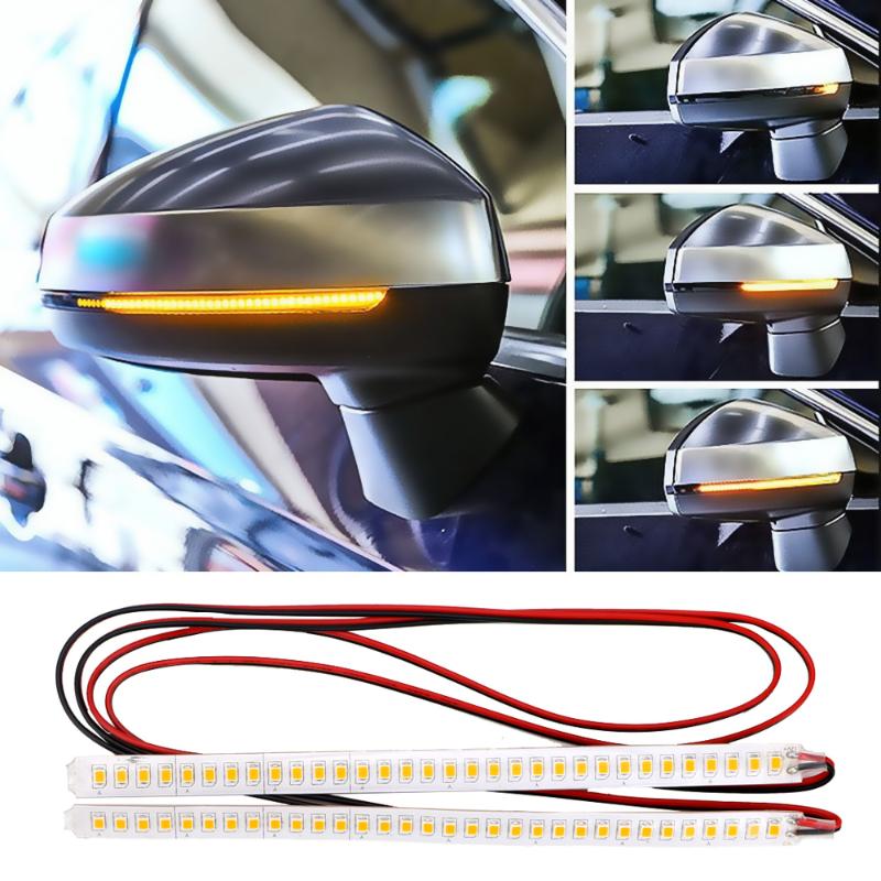 

2Pcs Car Rearview Mirror Indicator Lamp Car Turn Signal Light Flowing Led Warning Light Strip Waterproof Signal Lamp Stripe, As pic