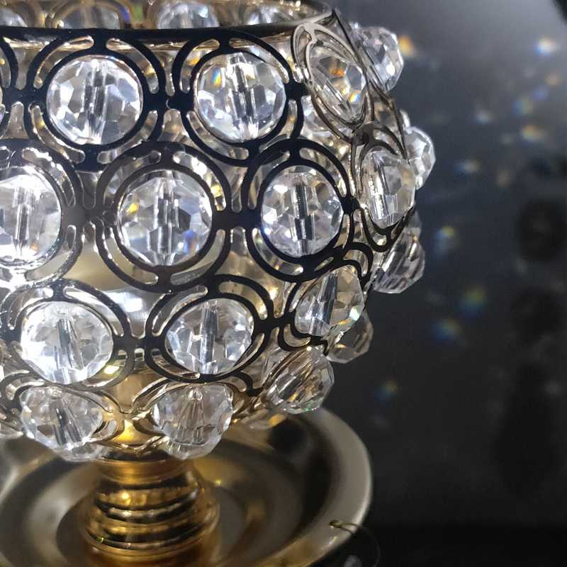 

Crystal Tealight Candle Holders Coffee Dining Table Centerpieces Metal Candlesticks Stand Wedding Christmas Halloween Decoration
