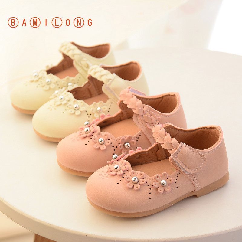 

BAMILONG Toddler Girls Leather Shoes Flowers Party Shoes Fashion Baby Princess for Kids Children Flats Dress K187, Pink