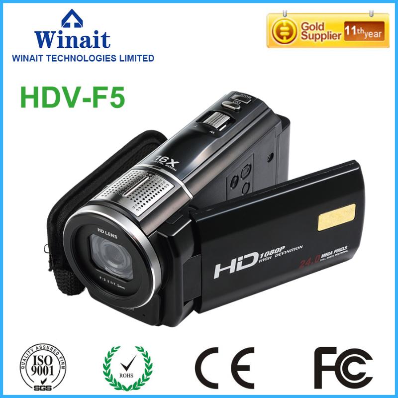 

FHD 1080p digital video camera HDV-F5 Marco+wide angle lens LED light flash output built-in microphone digital camcorder, As pic