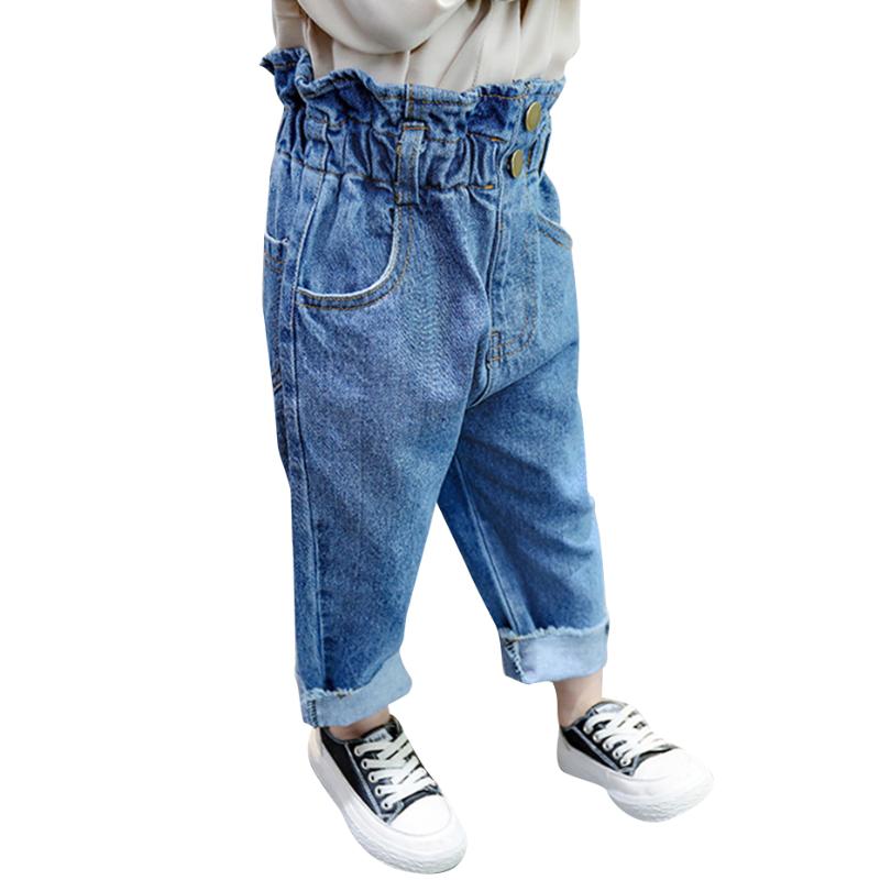 

Baby Girl Jeans Solid Color Girl's Jeans Casual Style Kids Toddler High Waist Baby Girl Clothes, As picture
